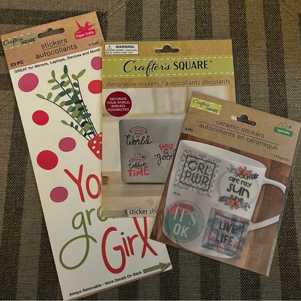 Girl Power Decorative, Ceramic Sticker Set with Positive Quotes - 3 Count